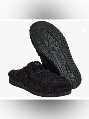 Hey Dude Women's Black Sherpa Slip-On Slippers Size 10
